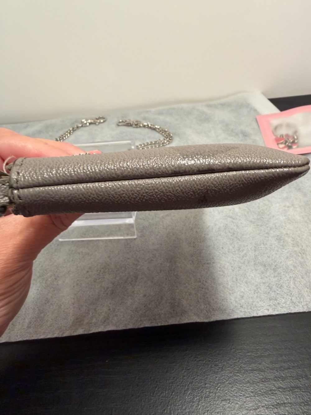 Coach Gray Pebbled Leather Zip Wristlet - Picture 5 of 8